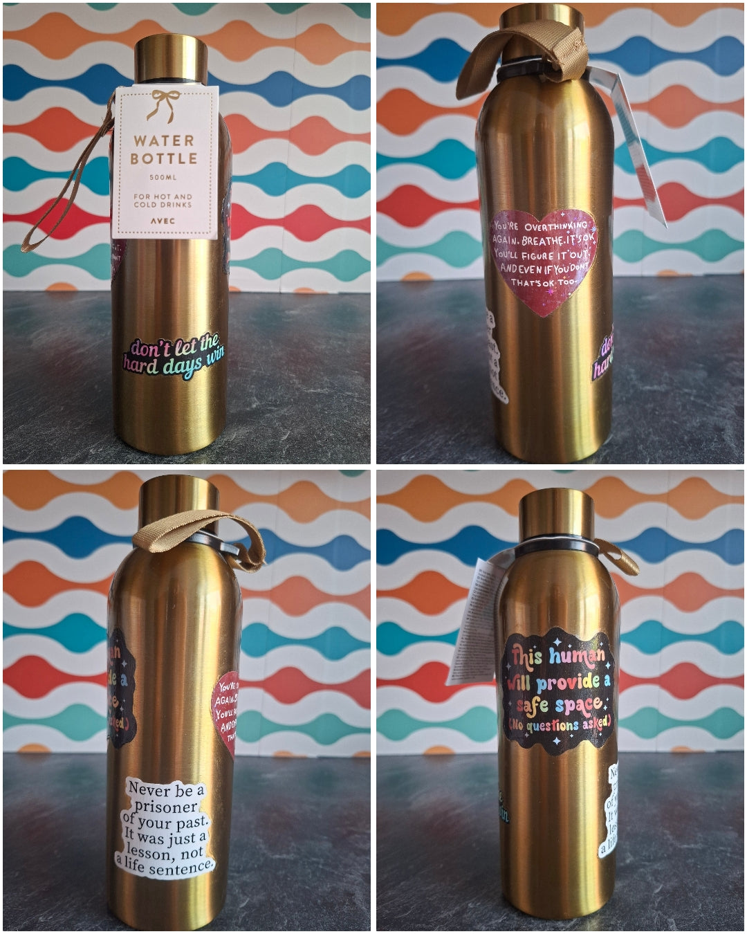The 'Emotional Support Water Bottle For Anxiety Relief' bottle 500ml