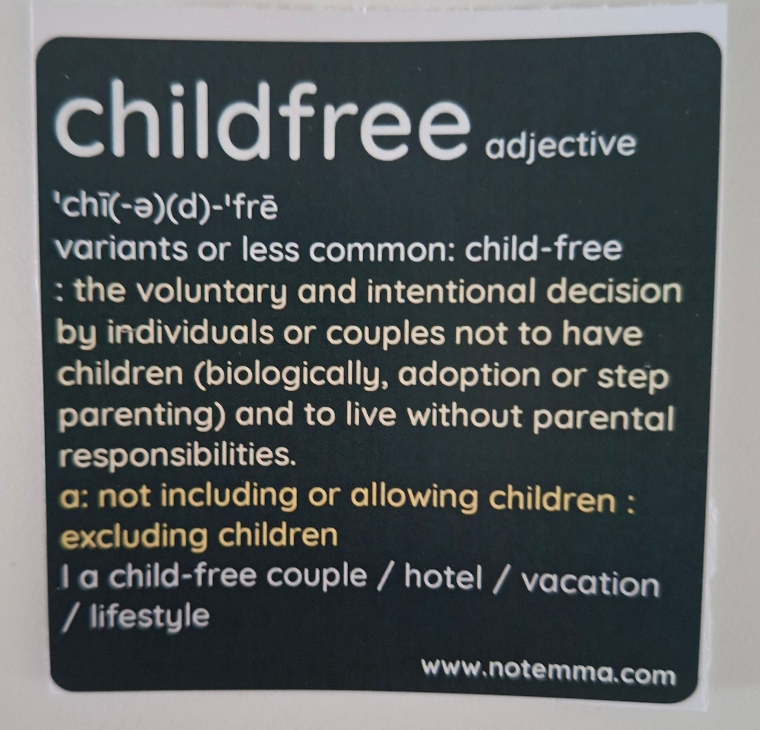 The "Childfree Definition" Sticker