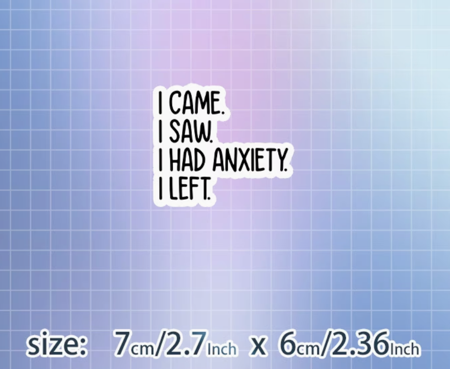 I came, I saw, I had anxiety - sticker