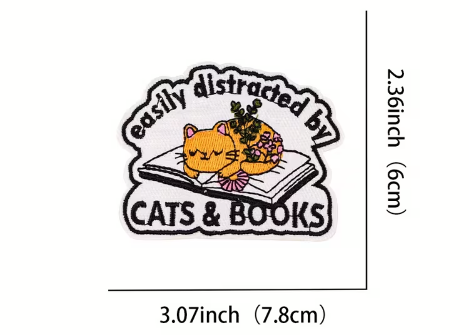 Easily distracted by cats & books patch