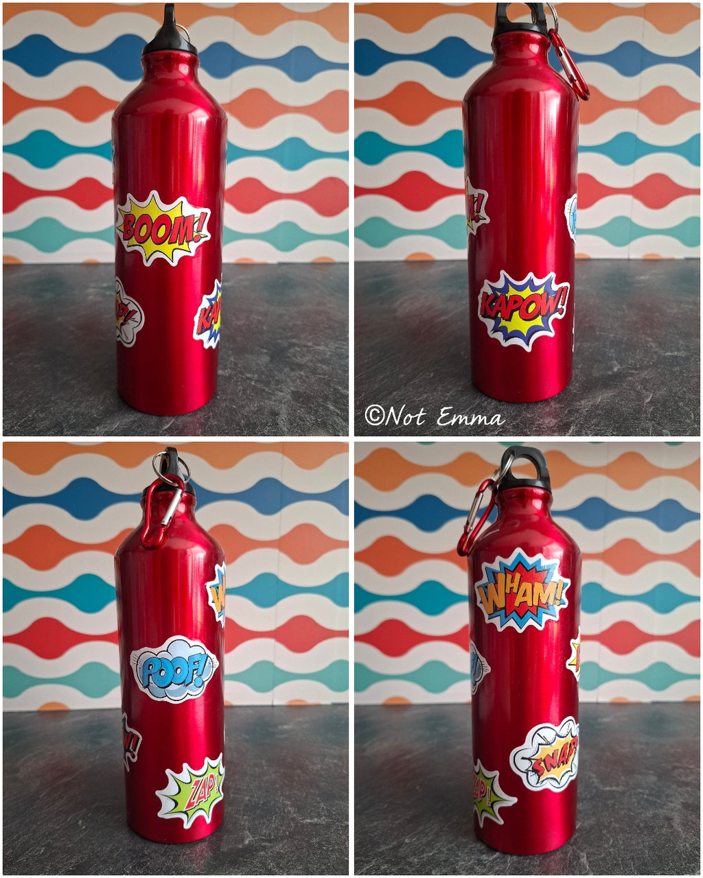 The Retro Comic Book Sound Effects Water Bottle 800 ml