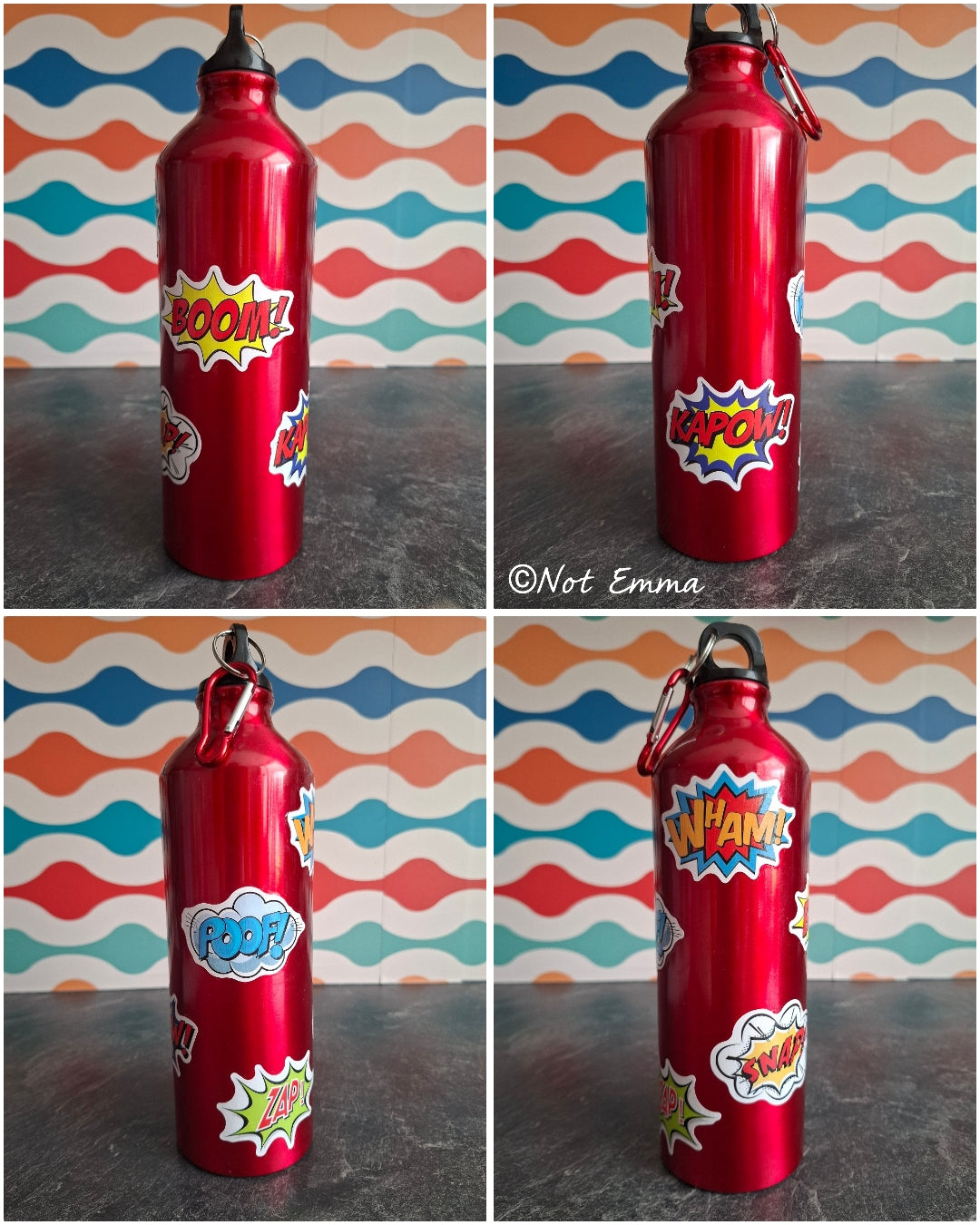 The Retro Comic Book Sound Effects Water Bottle 800 ml