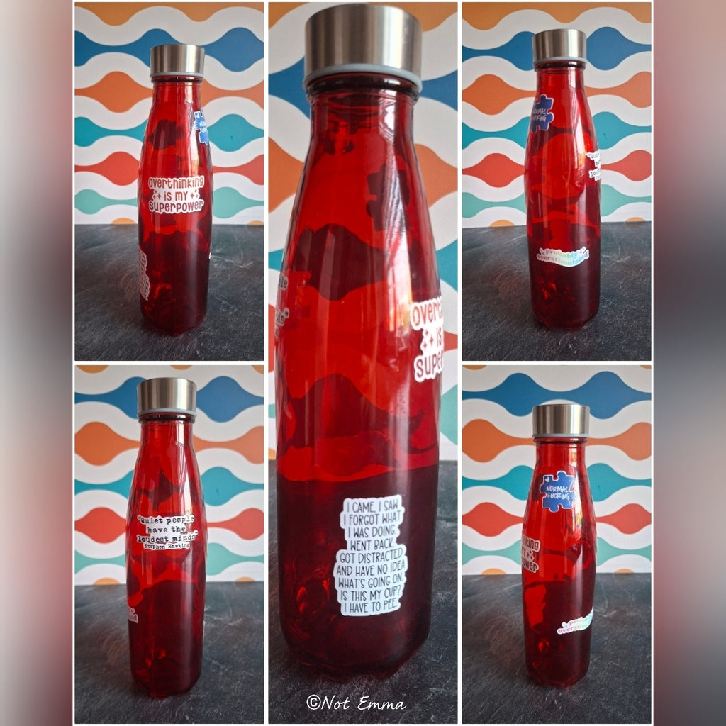 The 'Very neurodivergent Emotional Support' glass water bottle 650 ml
