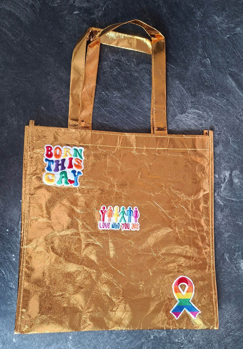 The "Born This Gay" Metallic tote