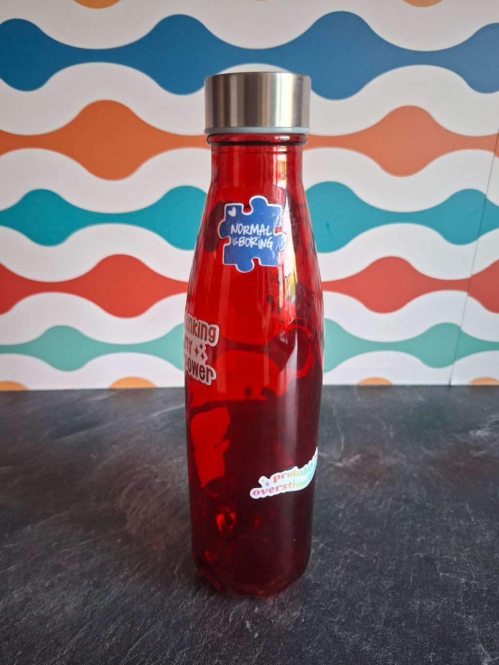 The 'Very neurodivergent Emotional Support' glass water bottle 650 ml
