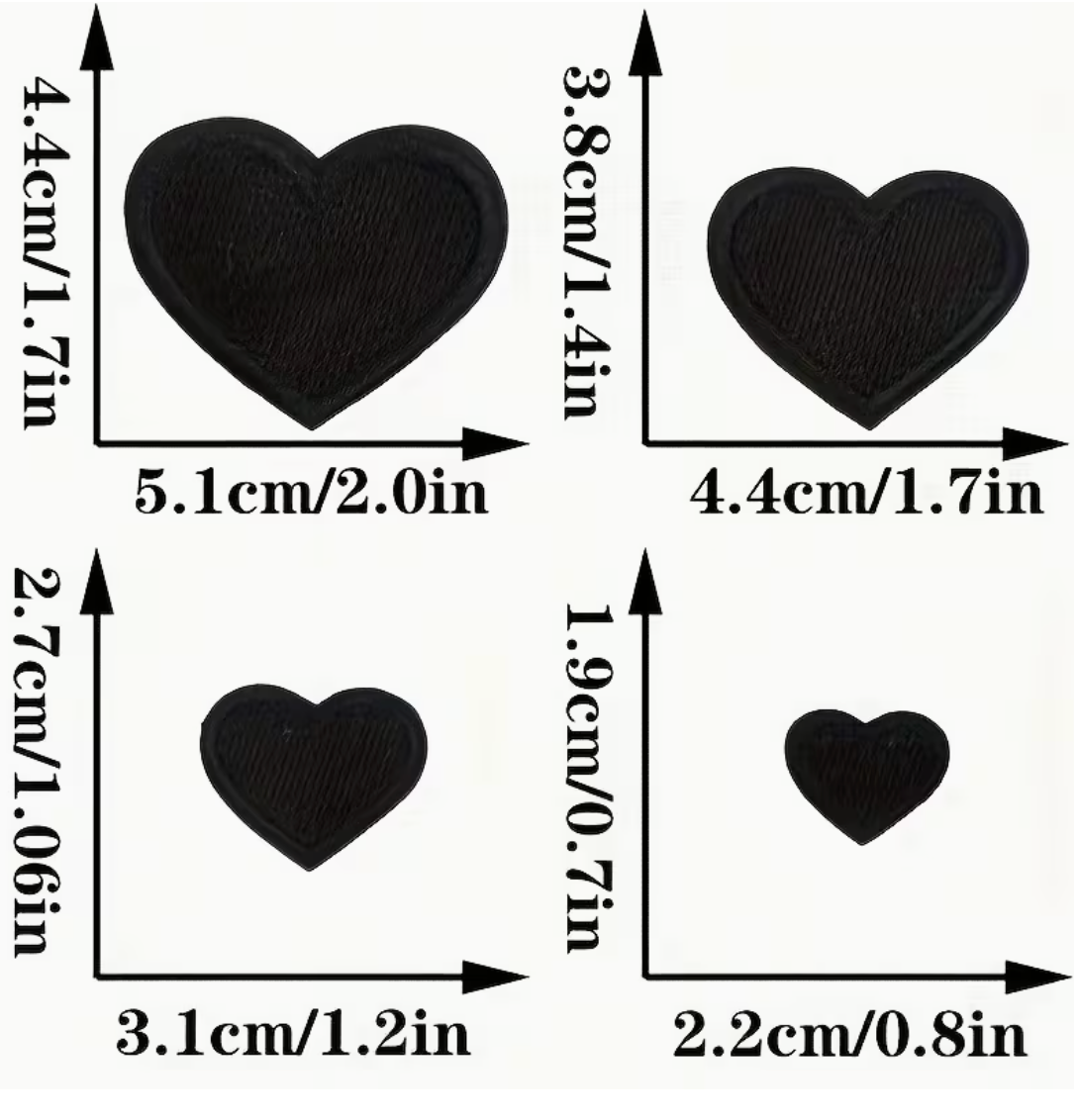 Small black heart patches