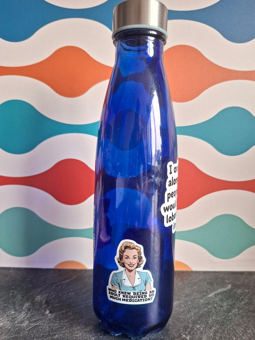 The 'Sarcastic Coping Mechanisms Emotional Support' glass water bottle 650 ml