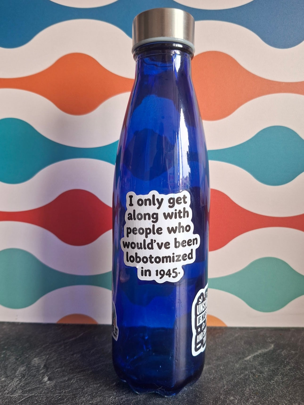 The 'Sarcastic Coping Mechanisms Emotional Support' glass water bottle 650 ml