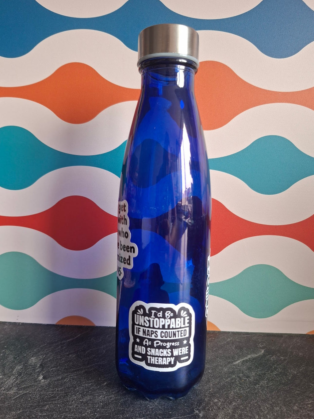 The 'Sarcastic Coping Mechanisms Emotional Support' glass water bottle 650 ml