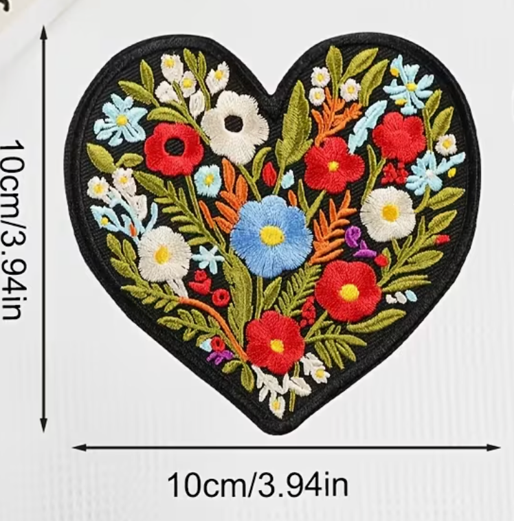 Floral heart patch