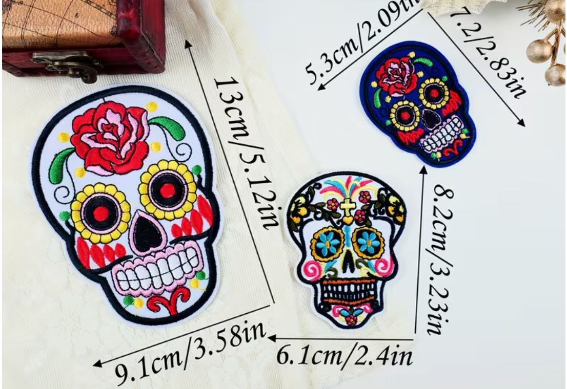 Calaveras for the Day of the Dead skull patches